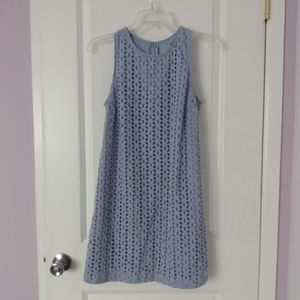 Sleeveless Eyelet Sheath Dress in Periwinkle Blue